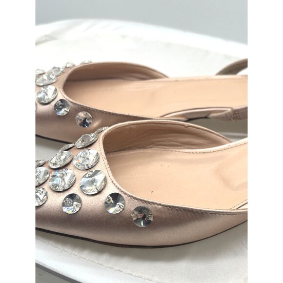 J. Crew Women’s Embllished Satin Slingback Flats, Pink Blush, Size 6 - Picture 9 of 12